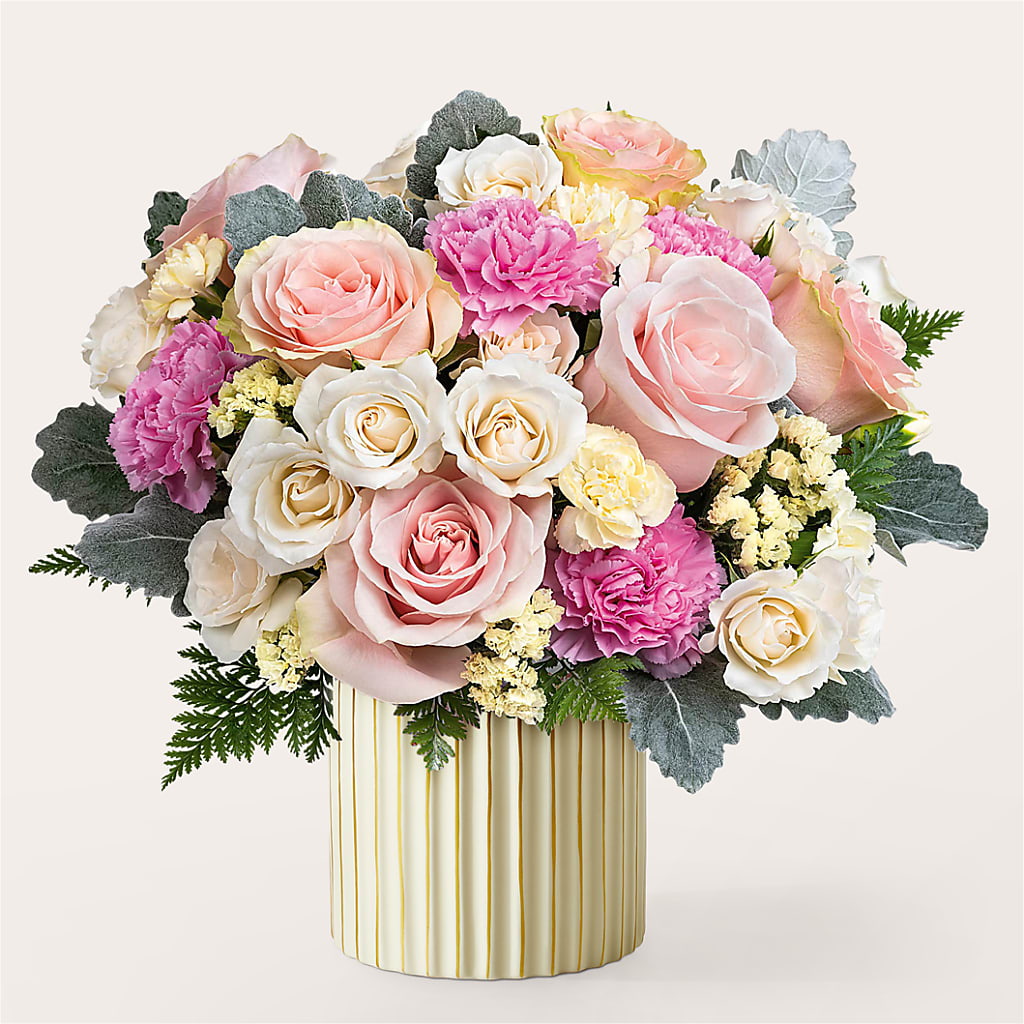 Blissful Moments Bouquet with Ivory Vase – My Dream Flowers, Bronx NY