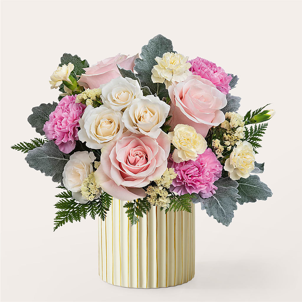 Blissful Moments Bouquet with Ivory Vase – My Dream Flowers, Bronx NY