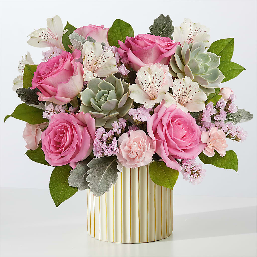 Dusty Rose Bouquet with Ivory Vase – My Dream Flowers, Bronx NY