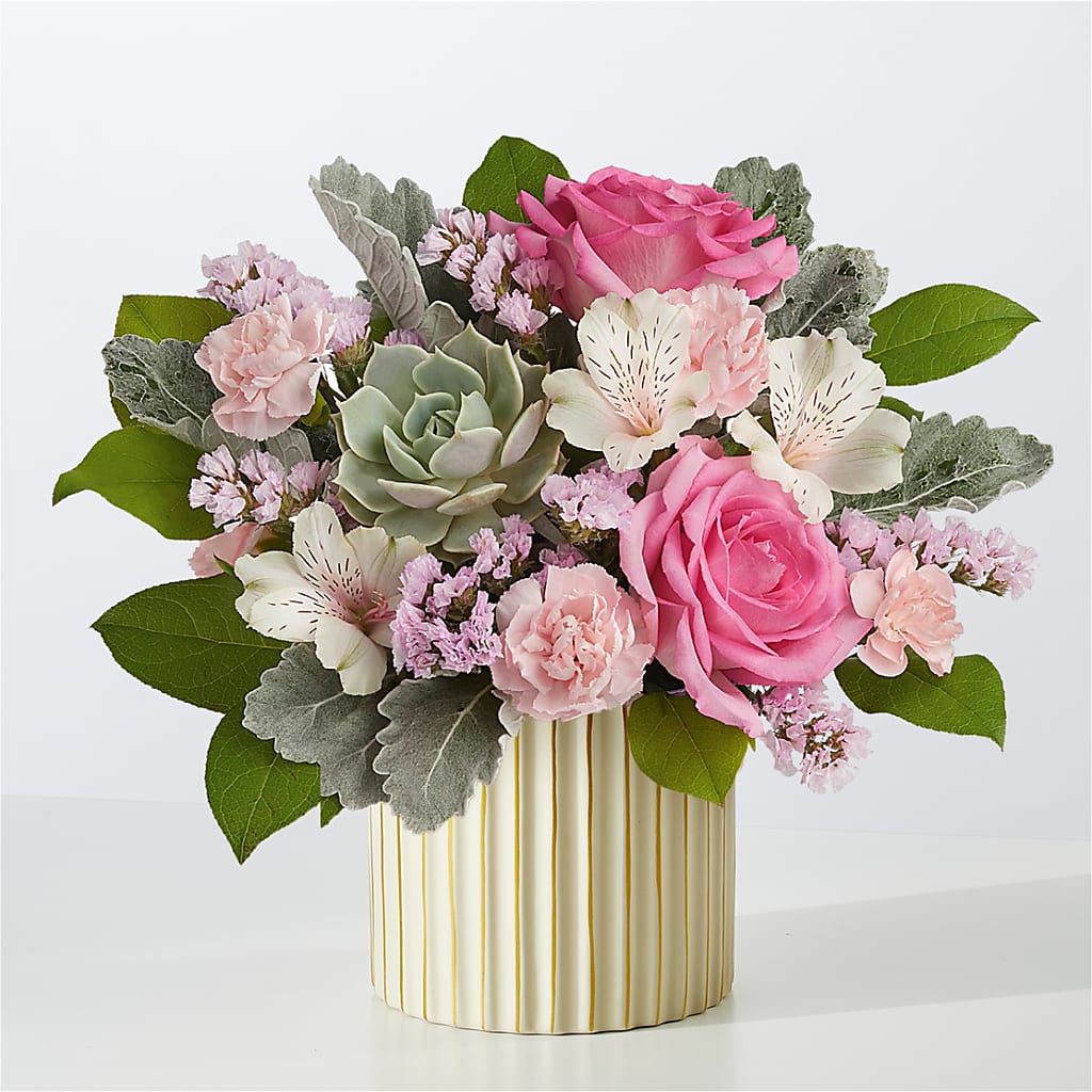 Dusty Rose Bouquet with Ivory Vase – My Dream Flowers, Bronx NY