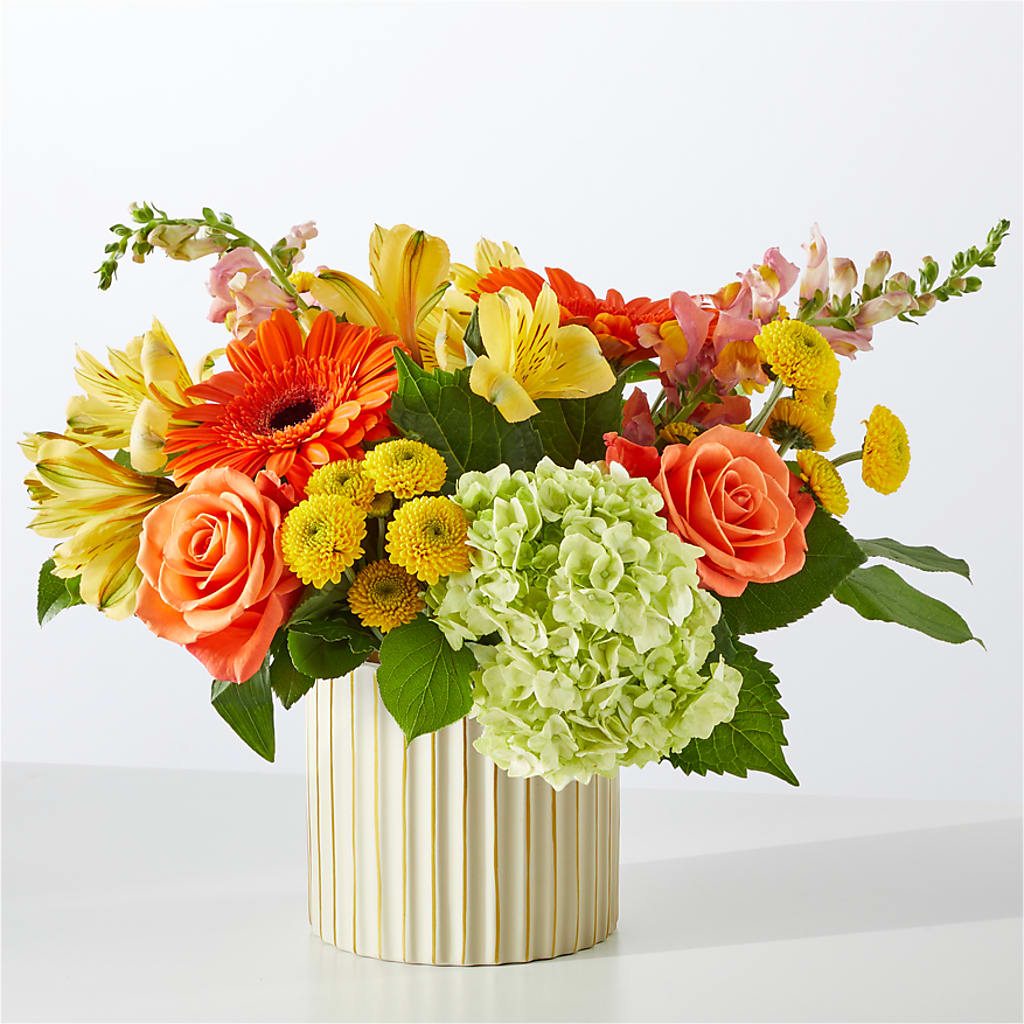 Autumn Sunshine Bouquet with Ivory Vase –  My Dream Flowers, Bronx NY