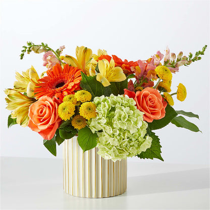 Autumn Sunshine Bouquet with Ivory Vase –  My Dream Flowers, Bronx NY
