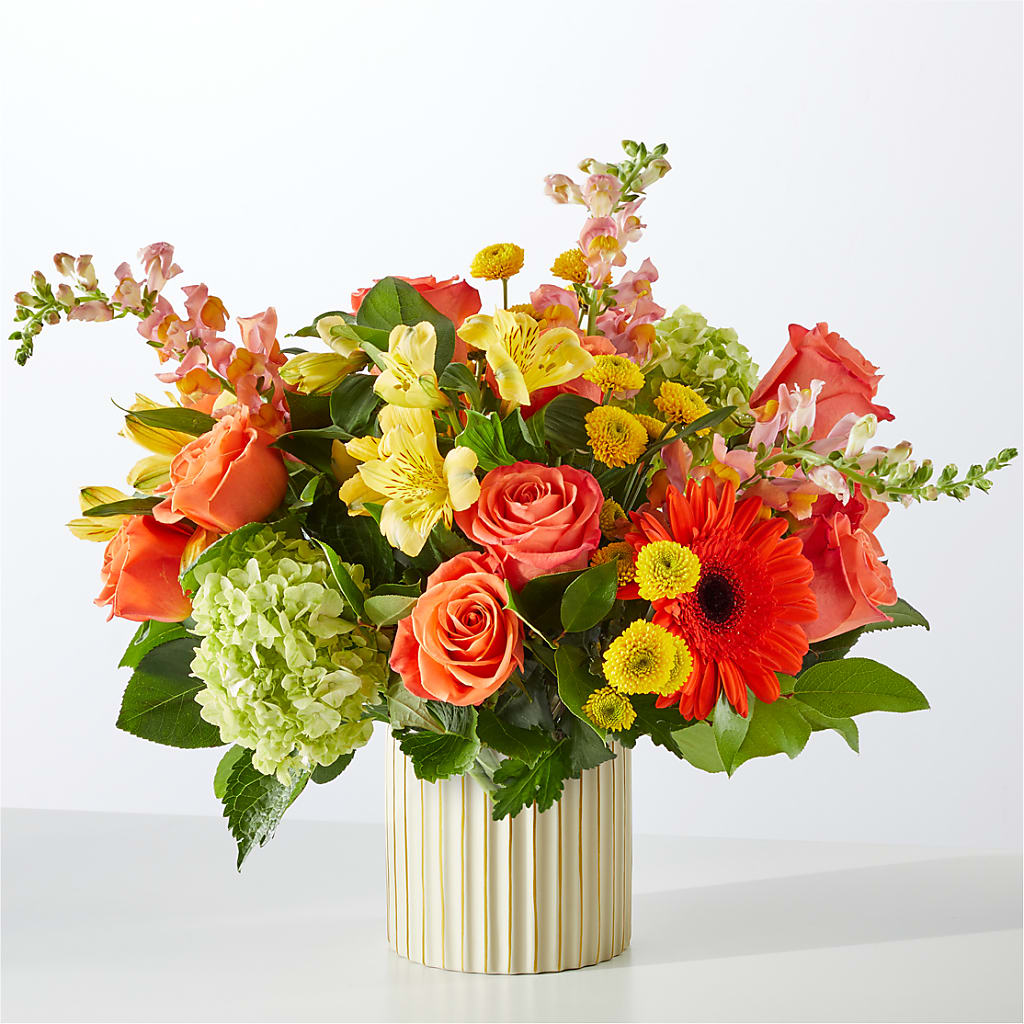Autumn Sunshine Bouquet with Ivory Vase –  My Dream Flowers, Bronx NY