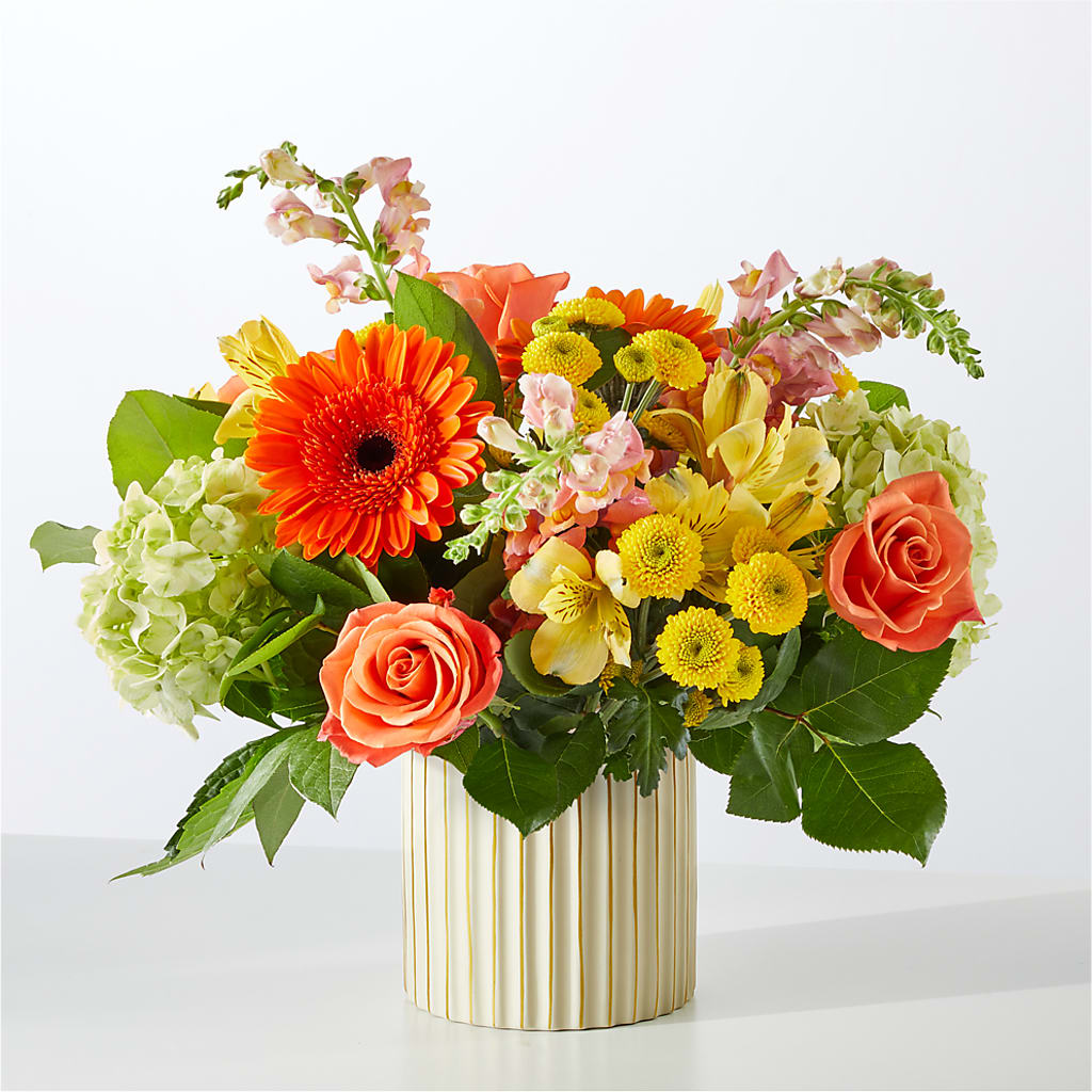 Autumn Sunshine Bouquet with Ivory Vase –  My Dream Flowers, Bronx NY