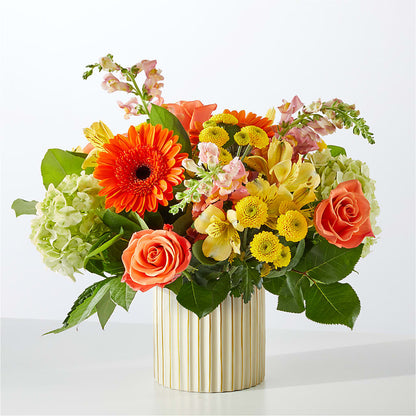 Autumn Sunshine Bouquet with Ivory Vase –  My Dream Flowers, Bronx NY