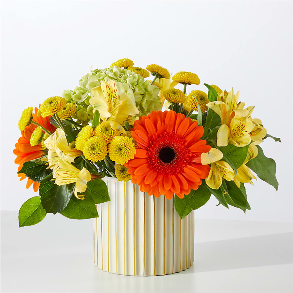 Autumn Sunshine Bouquet with Ivory Vase –  My Dream Flowers, Bronx NY